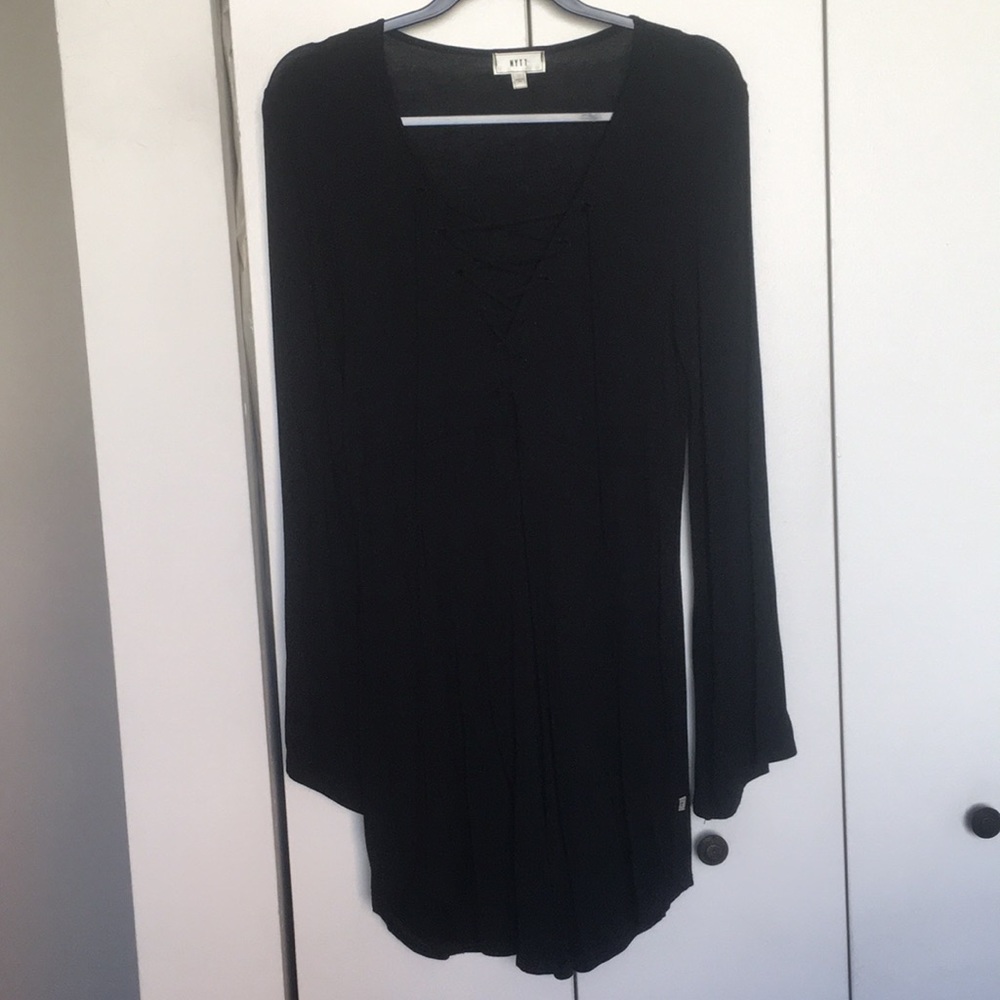 Nytt black lace up cotton dress SZ SML
